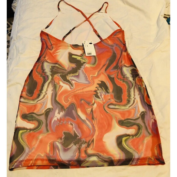 H&M Divided Slip Orange Multicolor Dress Women JUNIORS M Spaghetti Strap Slip @ - Picture 2 of 2